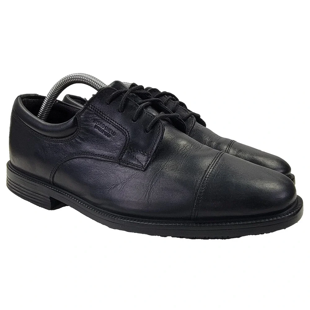 Rockport Essential Details Waterproof Black Leather Cap Toe Oxford Men's Size 9M